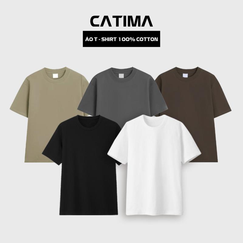 Áo thun trơn CATIMA Unisex 100% Cotton 250GSM Local Brand Co giãn 2 chiều - Thấm hút mồ hôi tốt - Cổ bo viền 2 lớp Nam Menswear