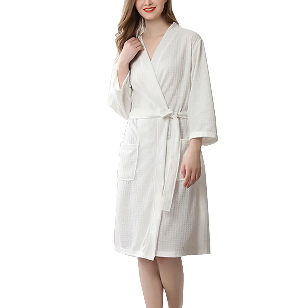 Water Absorption Towelling Bath Robe Women Bathrobe Spa Home Dress Nightgown