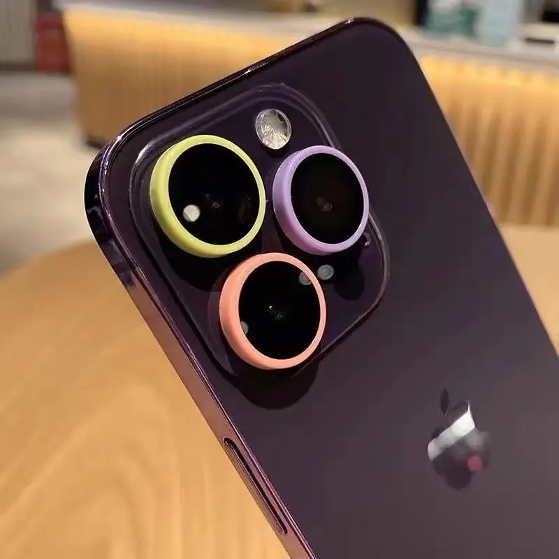 Tempered Glass Kamera 3D Titanium Color Camera Lens Protector Metal Ring Camera Lens Protector for iPhone 15/13 /15 Plus
