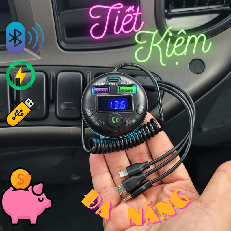 Cho xe không Bluetooth, Nghe nhạc, Sạc điện thoại, Đàm thoại rảnh tay, ô tô, xe tải, máy xúc, đầu kéo, Tẩu đa năng. Phụ Kiện