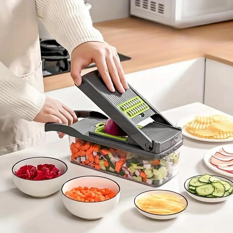 Multifunctional Vegetable Chopper, 16pcs/set Vegetable Cutter with Container, Kitchen Vegetable Fruit Slicer for Home Dining Room Barbecue 3