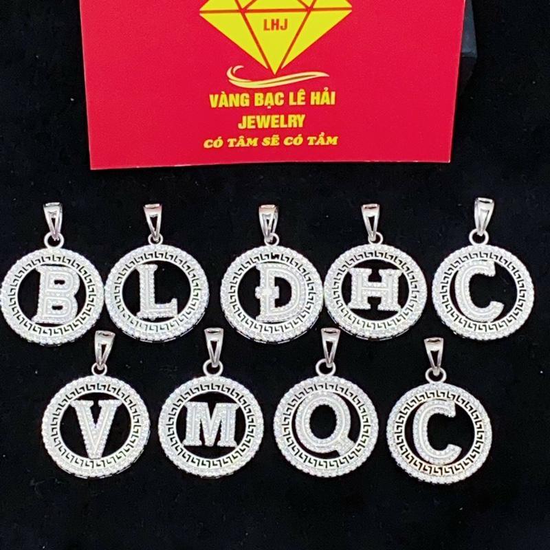 Mặt dây chuyền bạc nam chất liệu bạc 925 mặt chữ cái viền tròn nhỏ vangbaclehai