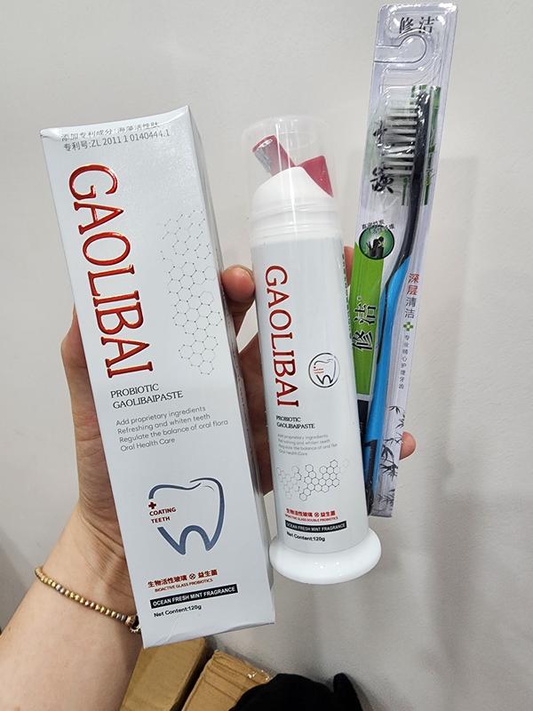 (MUA 1 TẶNG 1 bàn chải) Kem Đánh Răng Gaolibai, Gel Đánh Răng Nano Bạc Đánh Bau Cao Răng, Sạch Mảng Bám, Trong Lượng 120g , MUA 1 TUÝP TẶNG 1 BÀN CHẢI