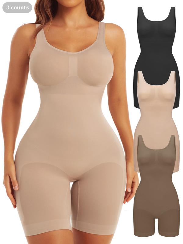 Women's Solid Backless Scoop Neck Tank Shapewear Romper, Seamless Tummy Control Butt Lifting Workout Bodycon Bodysuit, Ladies Shapewear for All Seasons 9