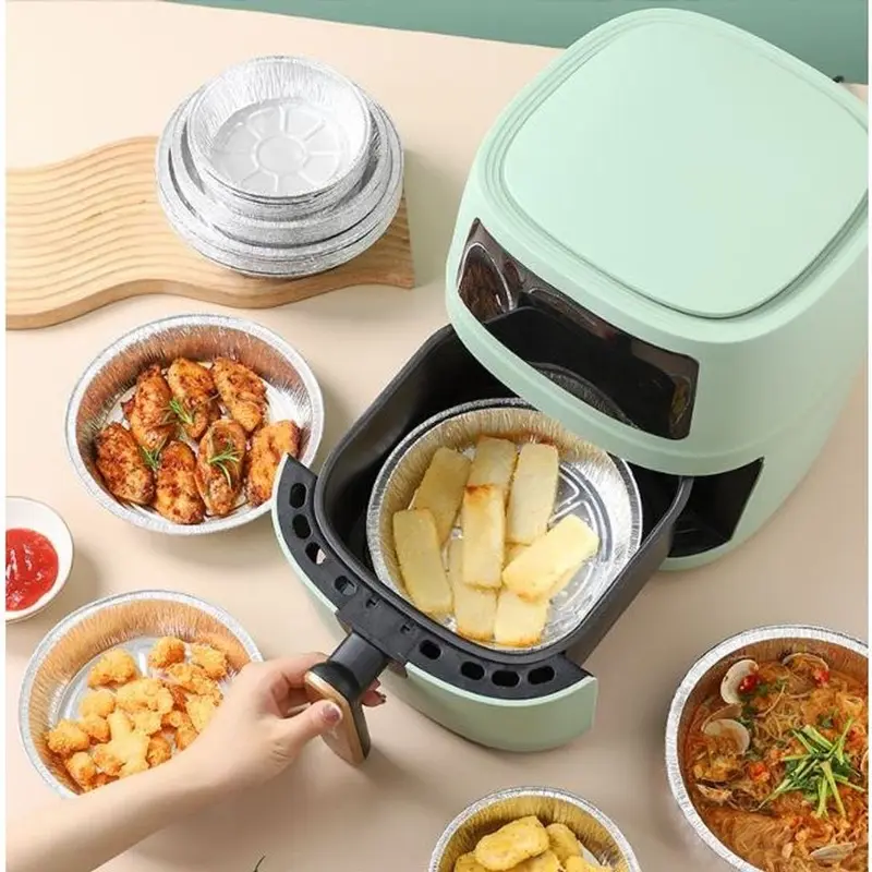 Khay Giấy Bạc Hình Tròn Lót Nồi Chiên Không Dầu - Khay Đĩa Giấy Bạc Đựng Thực Phẩm Lót Lò Nướng Đa Năng Tiện Dụng 5