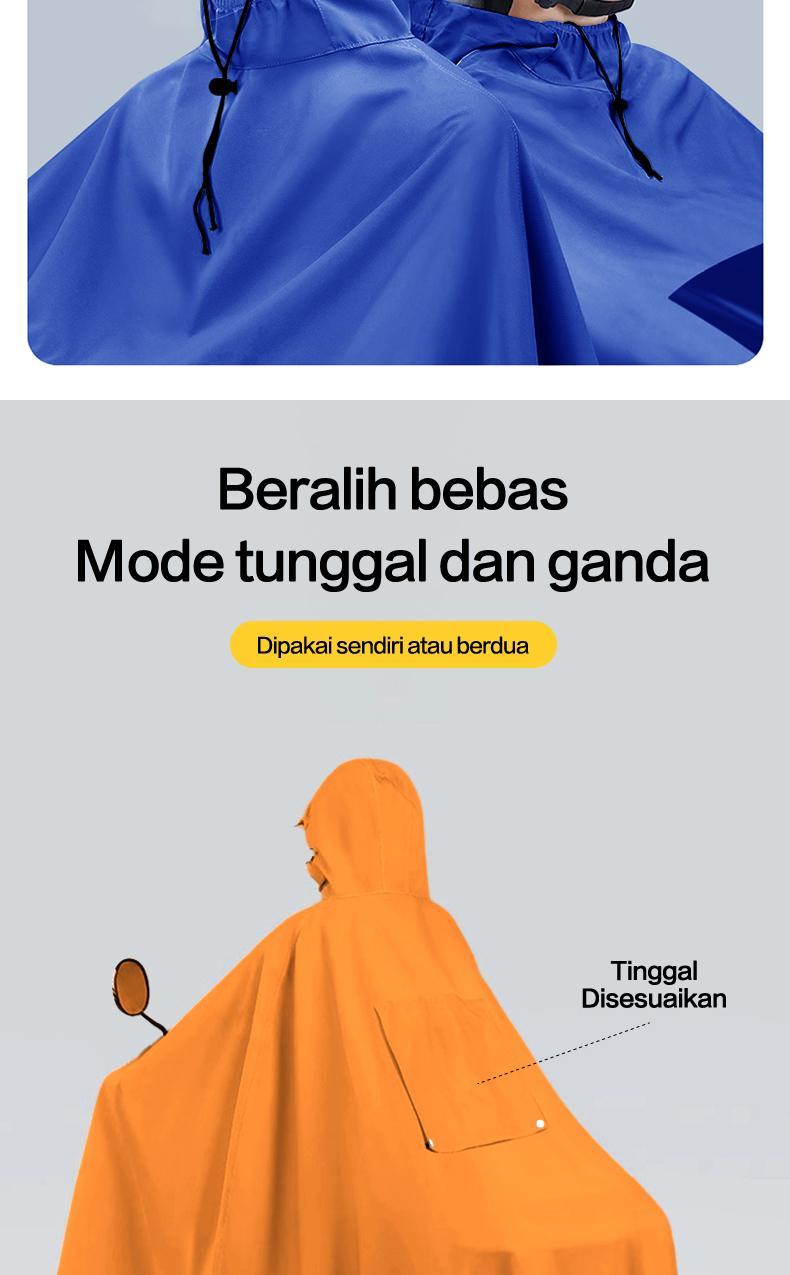 Jas hujan terbaru untuk dua orang, jas hujan motor yang modis dan tahan lama, tebal dan anti air, cocok untuk berkendara motor, bisa digunakan pria dan wanita