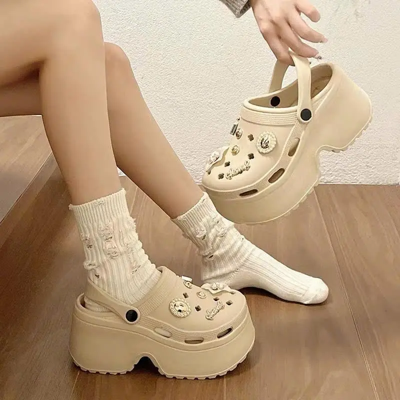 Dép Sandal Nữ Đế Cao 7cm Đính Kèm Sticker Dễ Thương - Depnuhottrend 2023 - DéP, Shoes 4