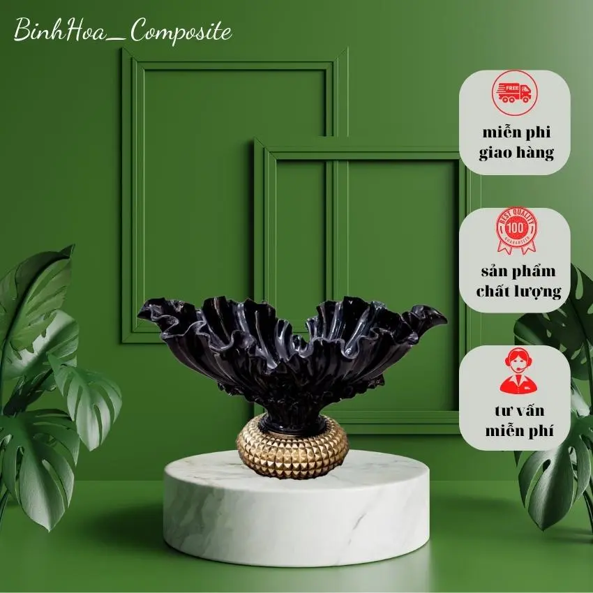 Bình hoa thuyền cải mã bh22 composite, lọ cắm hoa cao cấp, bình hoa trang trí