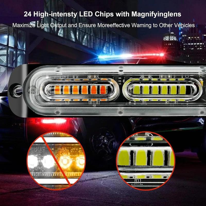 24LED Car Emergency Strobe Lights Hazard Warning Beacon Lights Car Flashing Lights Side Lamp 12V-24V 2