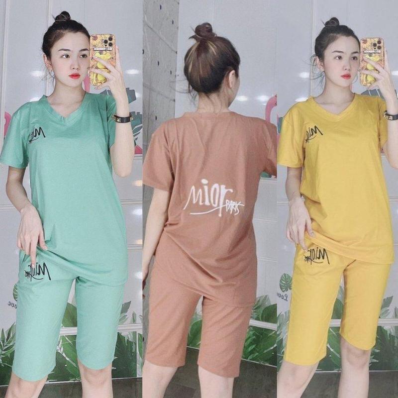 Đồ Bộ Mặc Nhà Bigsize ESHOP Quần Lửng Đồ Bộ Nữ Lửng Ngố Thun Cotton Đẹp Dễ Thương Mặc Nhà Ngủ Đi Chơi Thoải Mái Áo Quần Ngủ Cổ Tròn Women Top