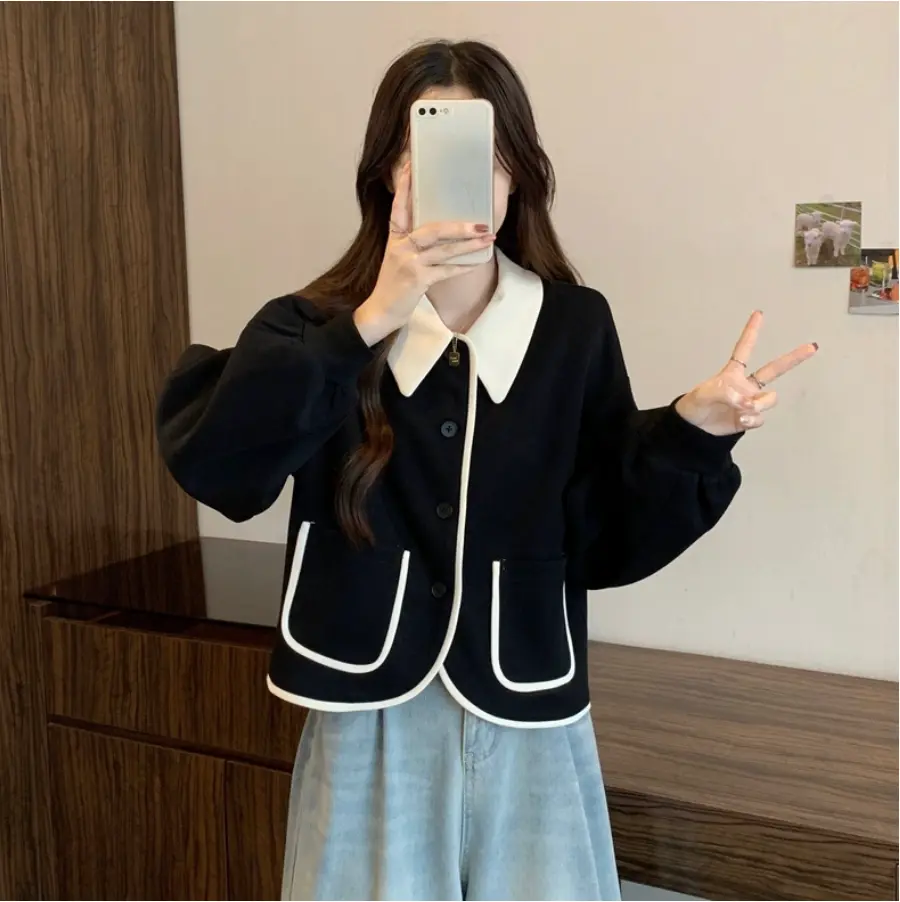 DANIELA CROP CARDY JACKET KARDIGAN ATASAN WANITA KERAH BERKANCING NTR Panjang Cardigan Fleece Nyaman Jaket Fit Knitwear