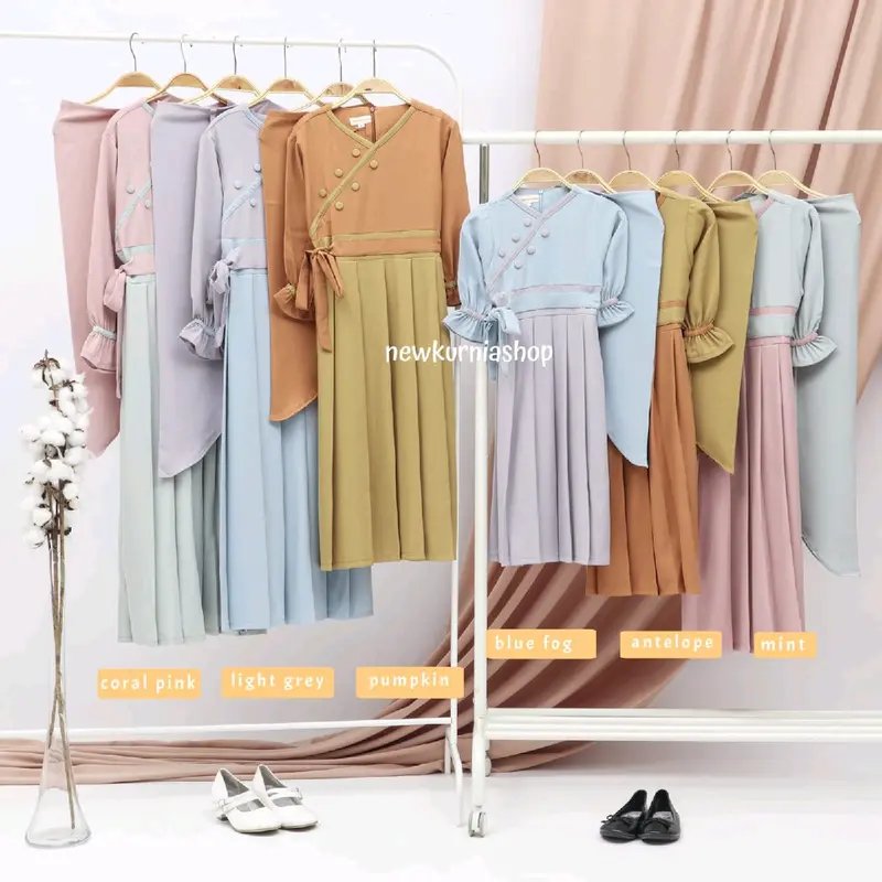 Gamis muslim anak perempuan set hijab Sharae 6
