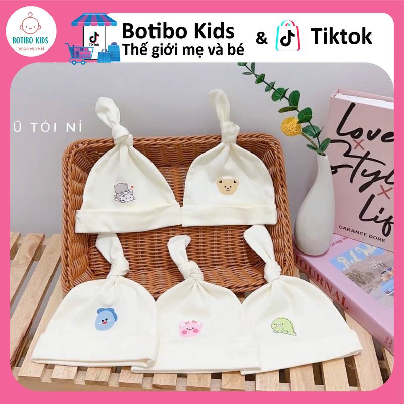  Mũ Củ Tỏi Che Thóp Himom Kids Vải Nỉ Hàn Co Giãn Mềm Mịn Dễ Thương Cho Bé Sơ Sinh 0-2 Tháng BOTIBO KIDS 