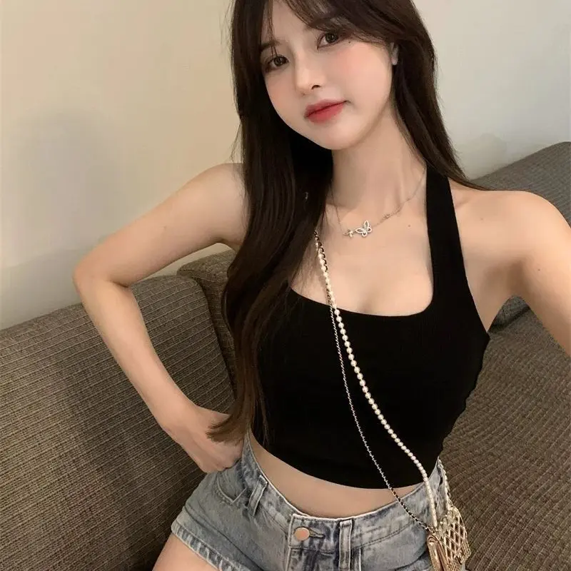 Summer Korean Halter Camisole Women Solid Color Sleeveless Slim Tank Top