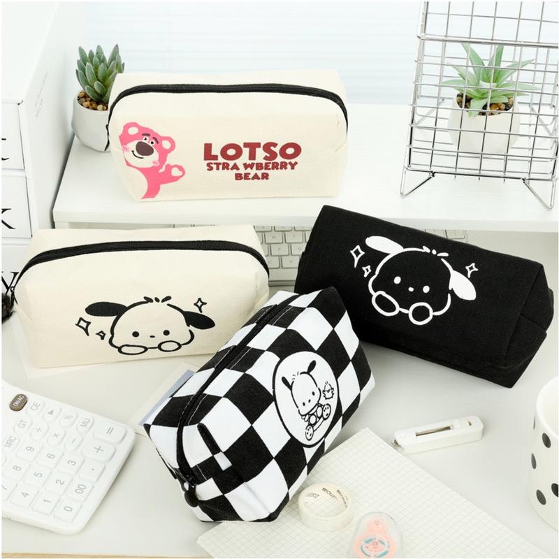 [Hàng đẹp] Hộp bút Túi Đựng Bút Vải Hàn Quốc Hình Gấu, họa tiết sọc, caro nhiều màu sắc, Phong Cách Hàn Quốc dễ thương đồdùn g