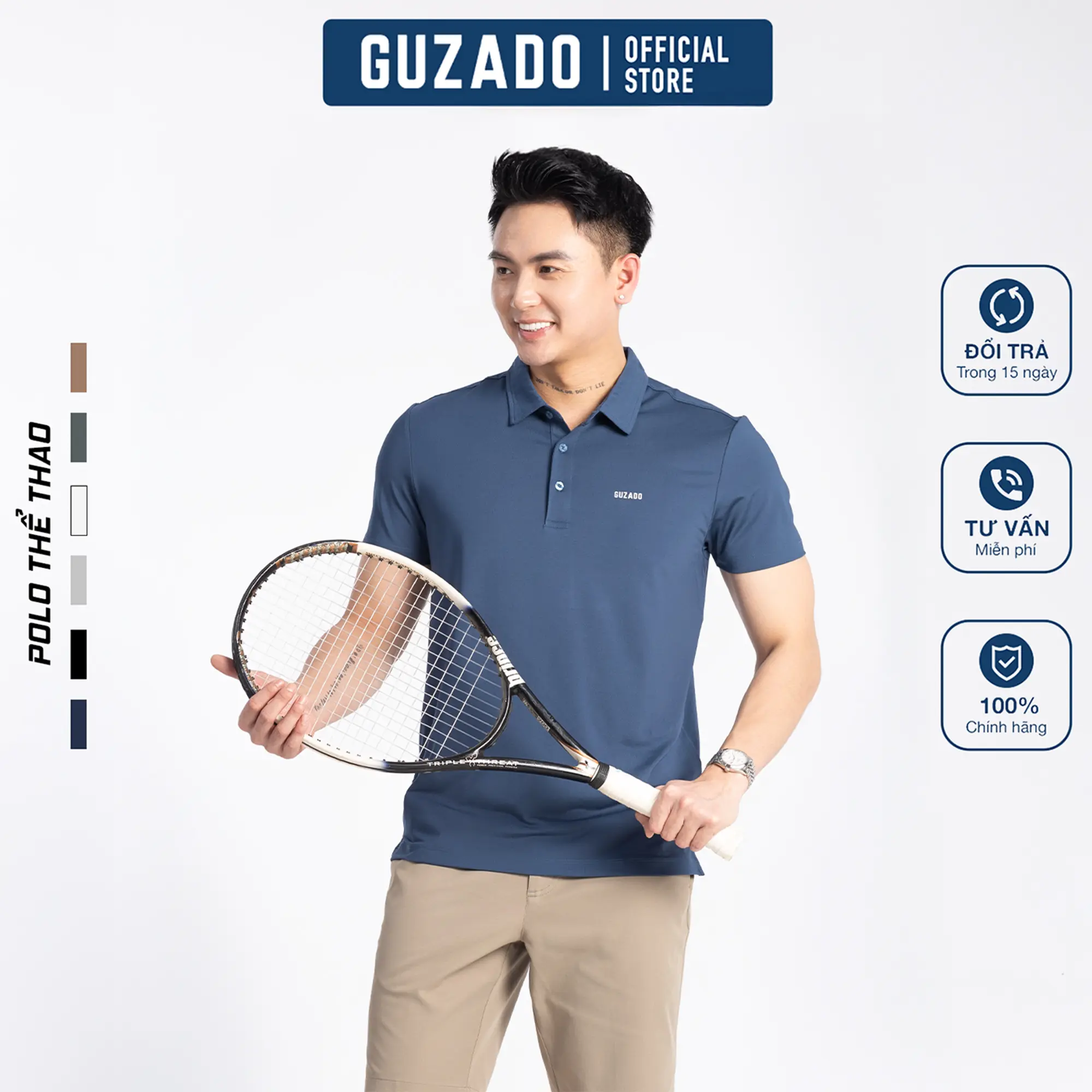 Áo Polo Nam GUZADO Áo Thun chất vải thun thể thao thoáng khí mát mẻ Menswear GPL01
