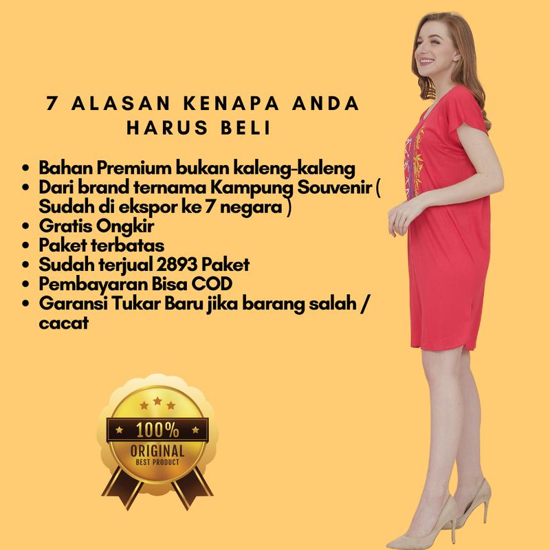Product Introduction of Dapat 5 Daster Bali Midi Bambu - Midi Pelangi - Midi Twister Dan Pelangi Midi - Best Seller Dress Pendek Wanita Tidur kaos panjang nyaman  lembut bumil  santai  motif  rayon cewek katun busui kain tipis pantai 4