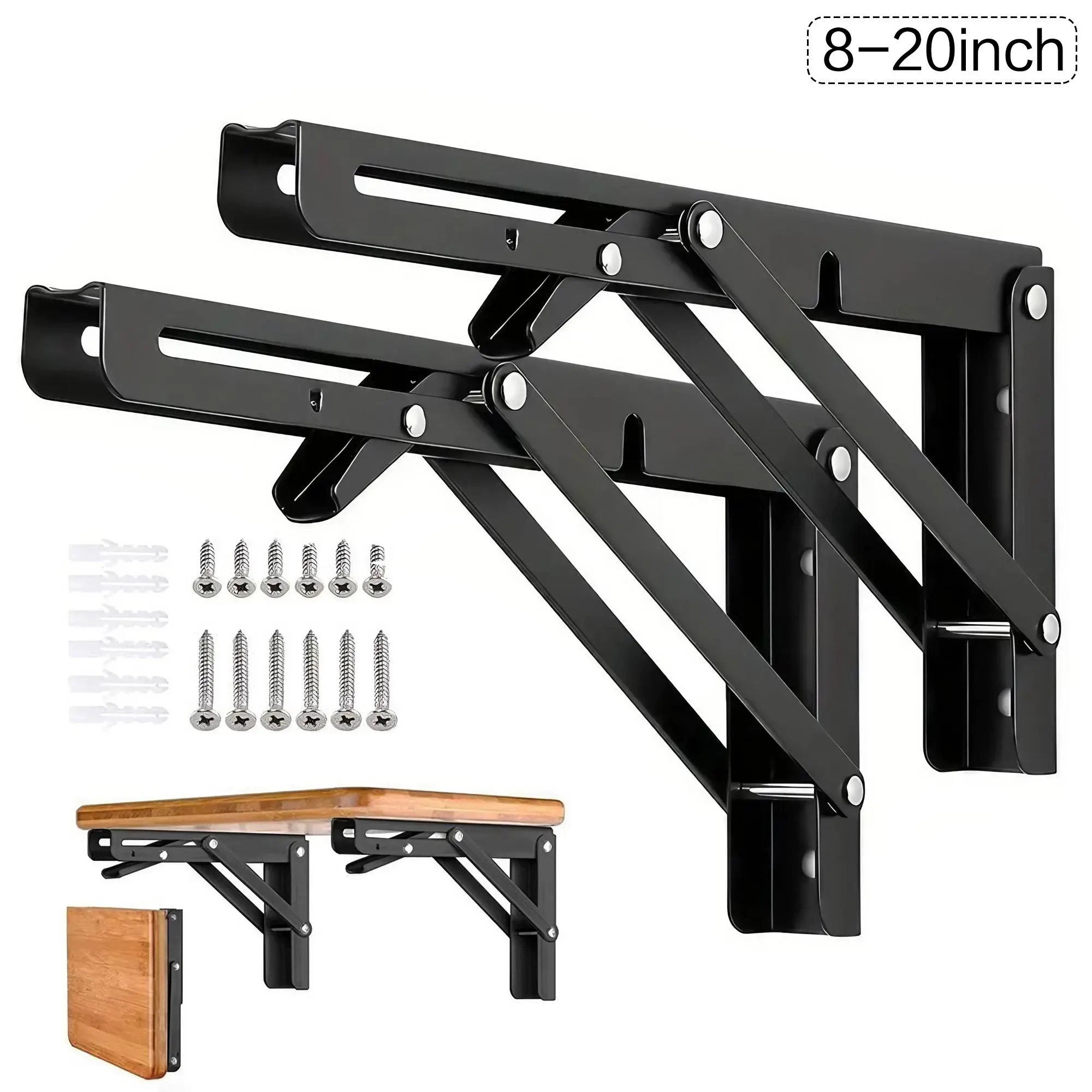 Foldable L-shaped Bracket, Thickened Bracket with Accessories, Space Saving Bracket for Wall Folding Table, Folding Chair, Home Storage Decoration