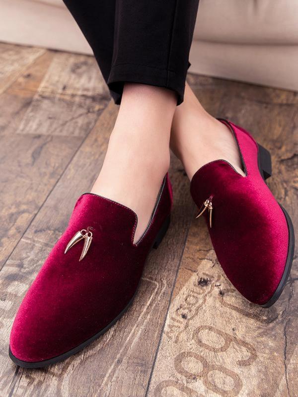 Men's Minimalist Temperament Velvet Loafers, Trendy Pointed Toe Slip-on Loafers, Fashionable Shoes for Daily Wear 0