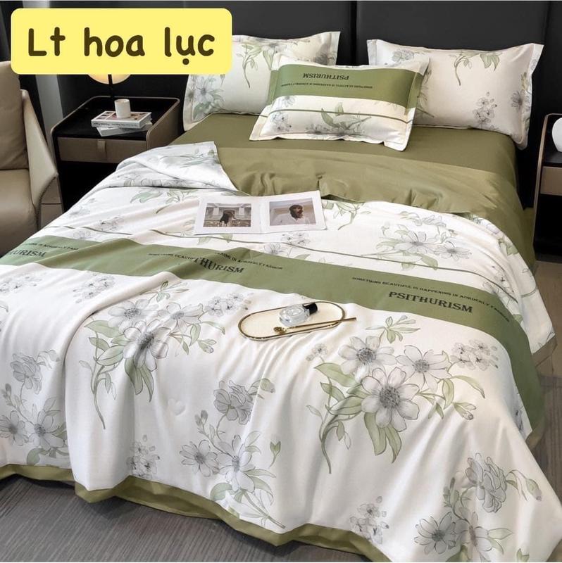 Bộ chăn ga gối lụa thái nhập khẩu cao cấp, chất liệu lụa thái mềm mịn, thoáng mát, chăn đã có ruột sẵn hàng Mềm 5