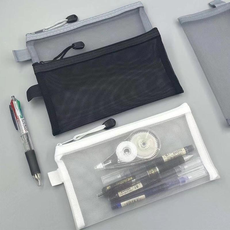 Product Introduction of 2025 [2424 Sold Within 3 Days] Transparent Pencil Case Simple Stationery Portable Mesh Storage Bag Student Large Capacity Korean Style Exam Special Pencil 7