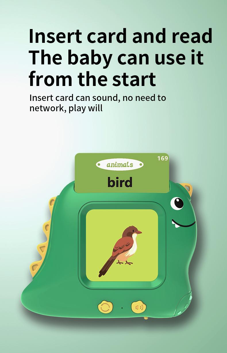 Product Introduction of 2024 Dinosaur Jr card machine Talking flash card children's toys educational plug-in learning machine 6