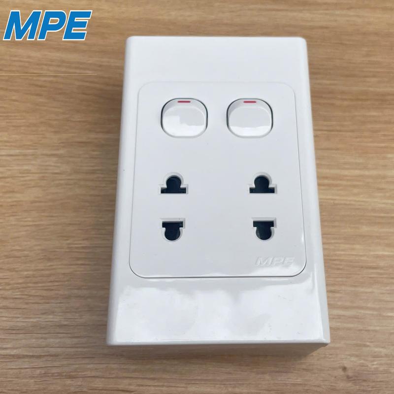 Mặt 1-2 công tắc & 2 ổ cắm MPE ( Gồm: mặt công tắc, ổ cắm + công tắc + đế) 3