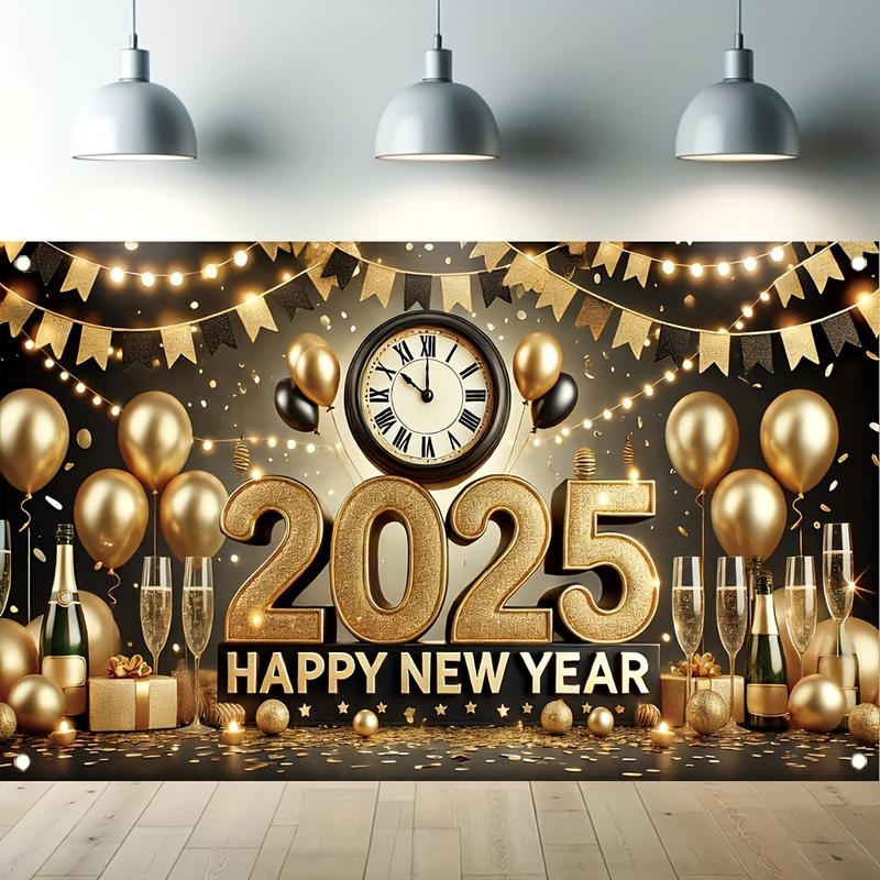 Biểu Ngữ Chúc Mừng Năm Mới 2025, Phông Nền Polyester, 71x43 ", Thích Hợp Cho Các Dịp Thông Thường Và Tiệc Tùng Trong Nhà Lễ, Nền Chụp Ảnh Tạo Không Khí Năm Mới, Treo Tường Kỷ Niệm Tại Nhà 5