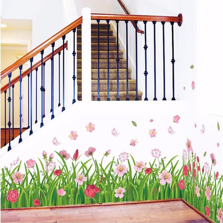 Juragan Wall Sticker Grass Pink Flowers Rumput Bunga Stiker Dinding LDR 7189 Wallsticker 0