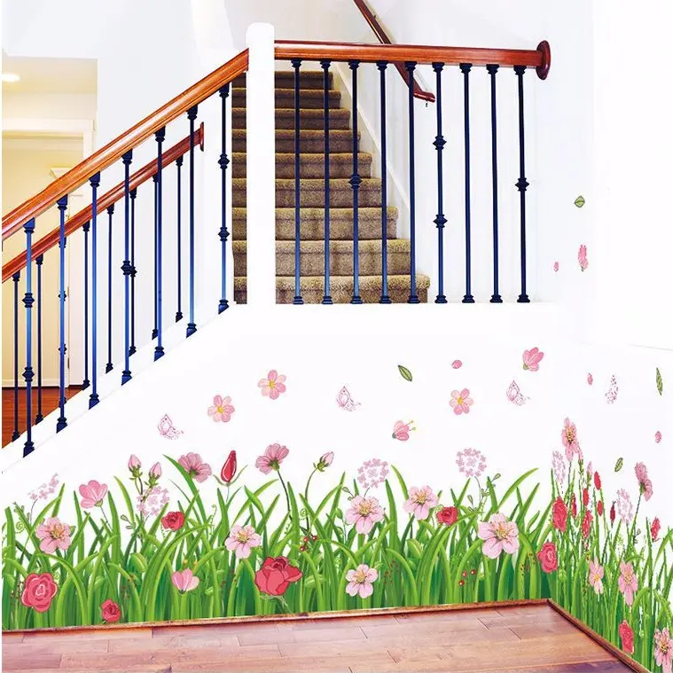 Juragan Wall Sticker Grass Pink Flowers Rumput Bunga Stiker Dinding LDR 7189 Wallsticker 0