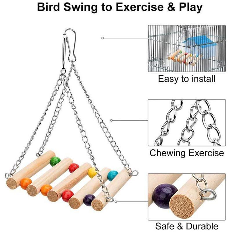 Product Introduction of Parrot chewing toys Small and medium-sized bird toys Log swing rings Bell string 16