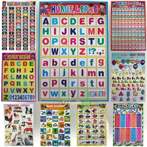 POSTER EDUKASI, HURUP, ANGKA, HEWAN, BUAH, SAYURAN, PENJUMLAHAN, DLL
