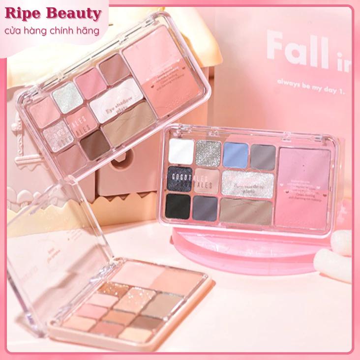 Bảng Phấn Mắt GOGO TALES 4in1 11 Ô Má Hồng Kèm Tạo Khối Highlight Trái Tim