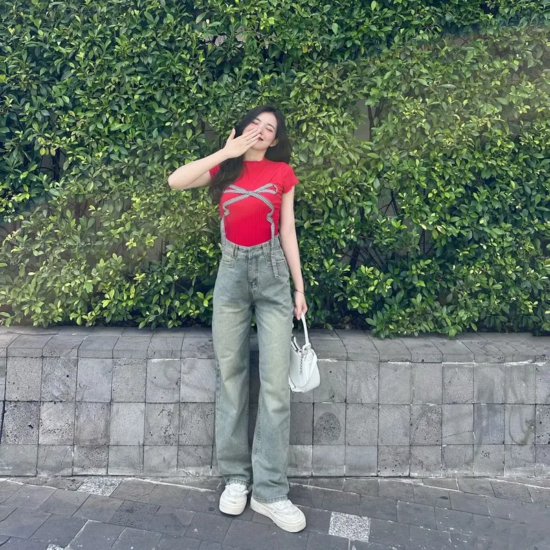 Quần Jean Suông Nữ Chất QC Passan Kiểu Màu Bụi Nhẹ Women Pants Ong h jeans 7