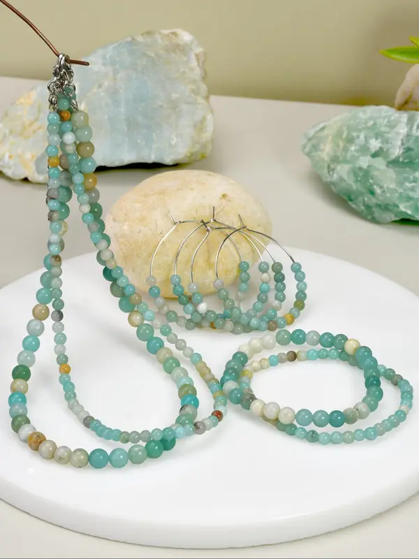 Natural Stone Beaded Necklace & Bracelet & Earrings, Fashion Jewelry for Party, Daily Clothing Decor, Trendy All-match & Exquisite Jewelry for Birthday Gift 6