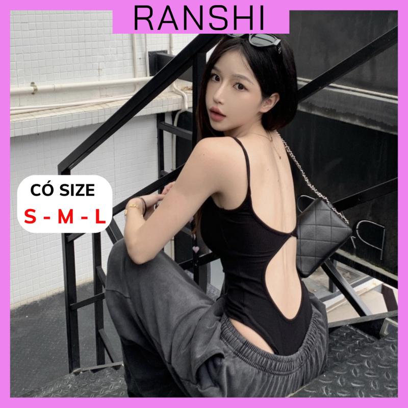 Áo Bodysuit Hai Dây CÓ MÚT RANSHI Thiết Kế Hở Lưng Phối Khoen Tròn Chất Thun Tăm Lạnh Thoáng Mát Bodysuit Nữ Bodysuit Đi Biển - RBS035 Nữ Women Top