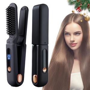 コードレス ヘアストレート コームクリッパー 2-in-1 多機能ポータブルストレートブラシ、持ち運び便利でコンパクトなデザイン、自宅や外出先でのヘアスタイリングに最適