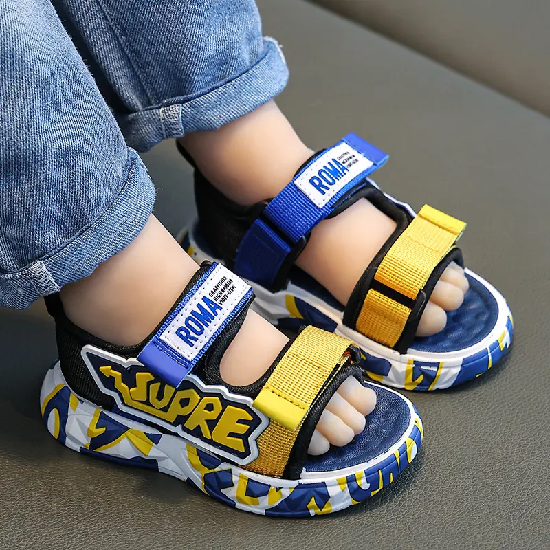 [2-11 tuổi]BM01 Sandal  Hàn Quốc size24-35 Jean Dép Sandal Voi, thời trang phong cách cho bé trai mũi hở thoáng khí mềm êm HQ 1