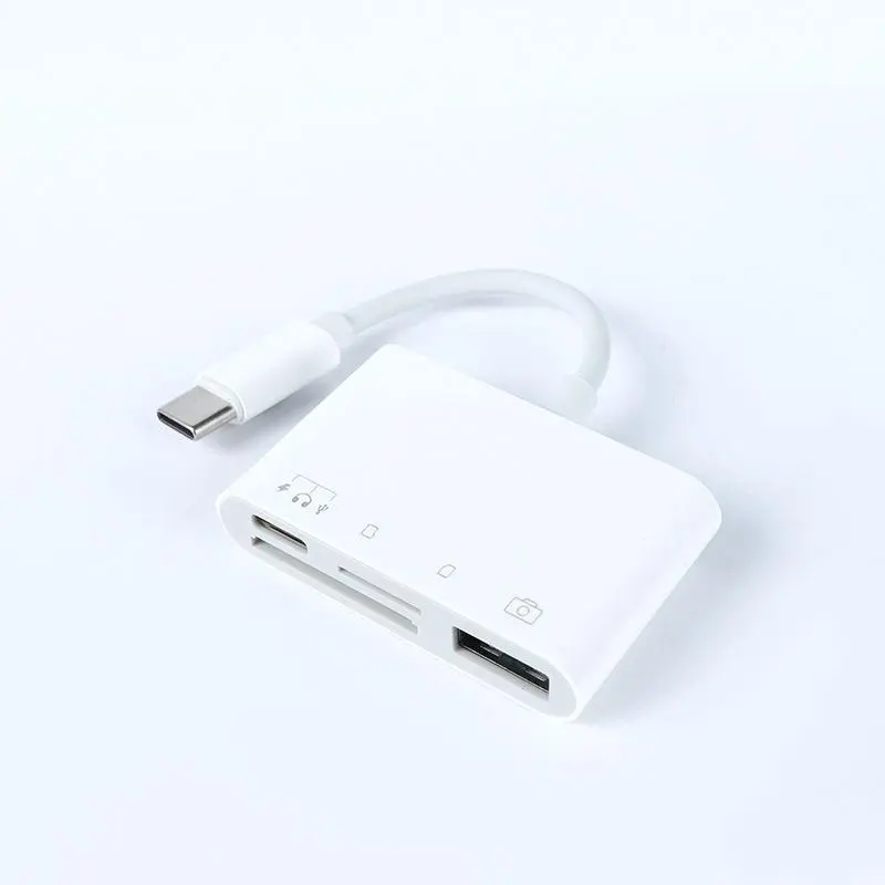 Multifunctional Type-C 4-in-1 Universal Phone Card Reader, Type-C to SD/TF/CF Card Reader Supports SD, TF, CF Camera [OTG]