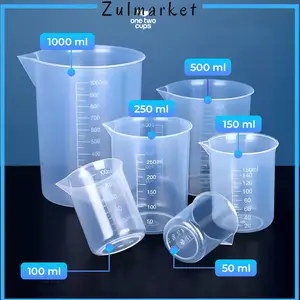 Gelas Ukur Plastik PP 50–1000ml Measuring Cup Dapur Laboratorium Corong Presisi