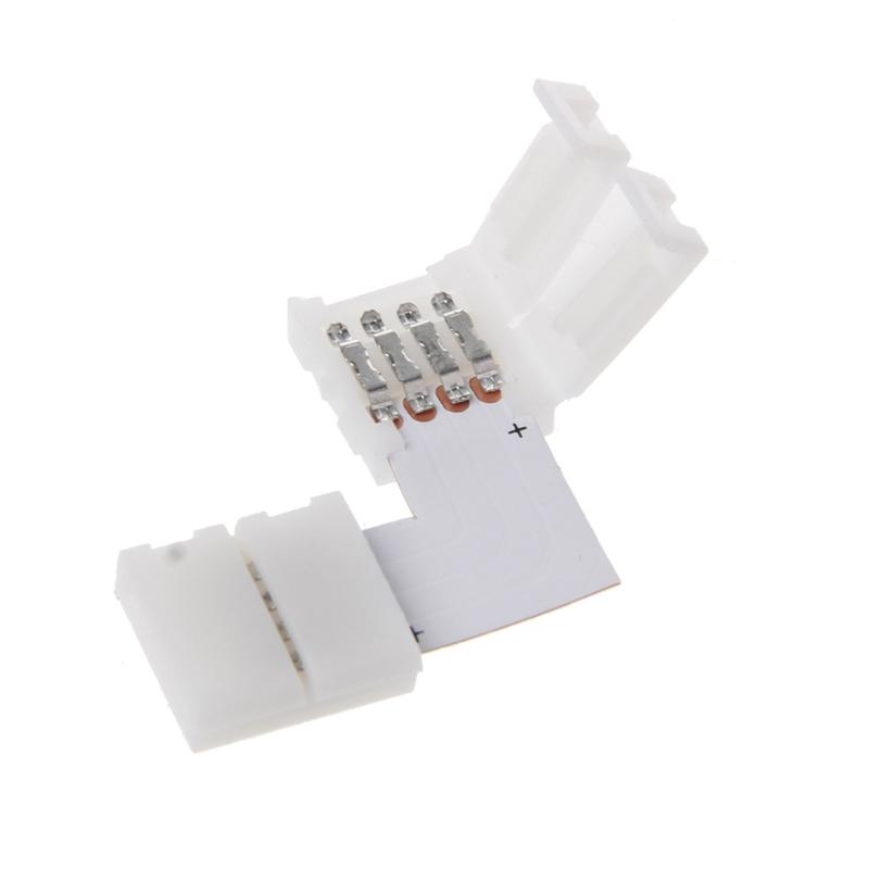 4 Pin LED Connector L Shape Corner Quick Splitter Right Angle 10mm 5050 RGB LED 4