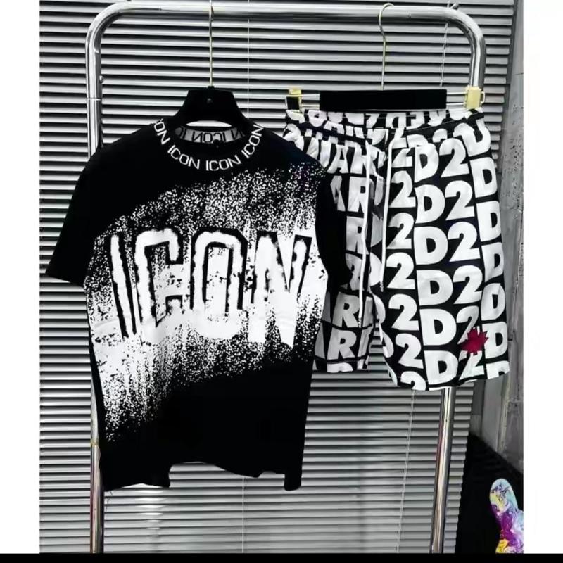 Bộ Quần Áo Thun DSQ Vẩy Sơn Chữ Icon Hotrend Hè 2024, Mẫu Quần áo Hè Nam Hot Chất Liệu Cotton Siêu Thoáng Mát Menswear Cộc Tay