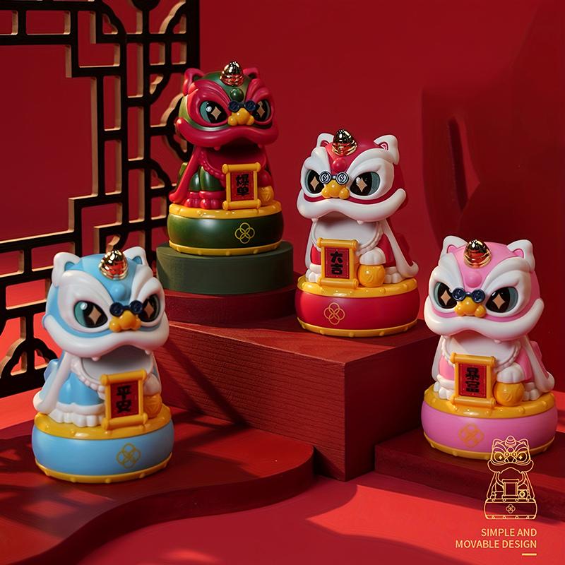Product Introduction of Mascot Ornament Chinese Style Lucky Dancing Lion Model Solar Powered Home Decoration Holiday Gifts Bring Wealth Good Fortune Electronic Plastic 20
