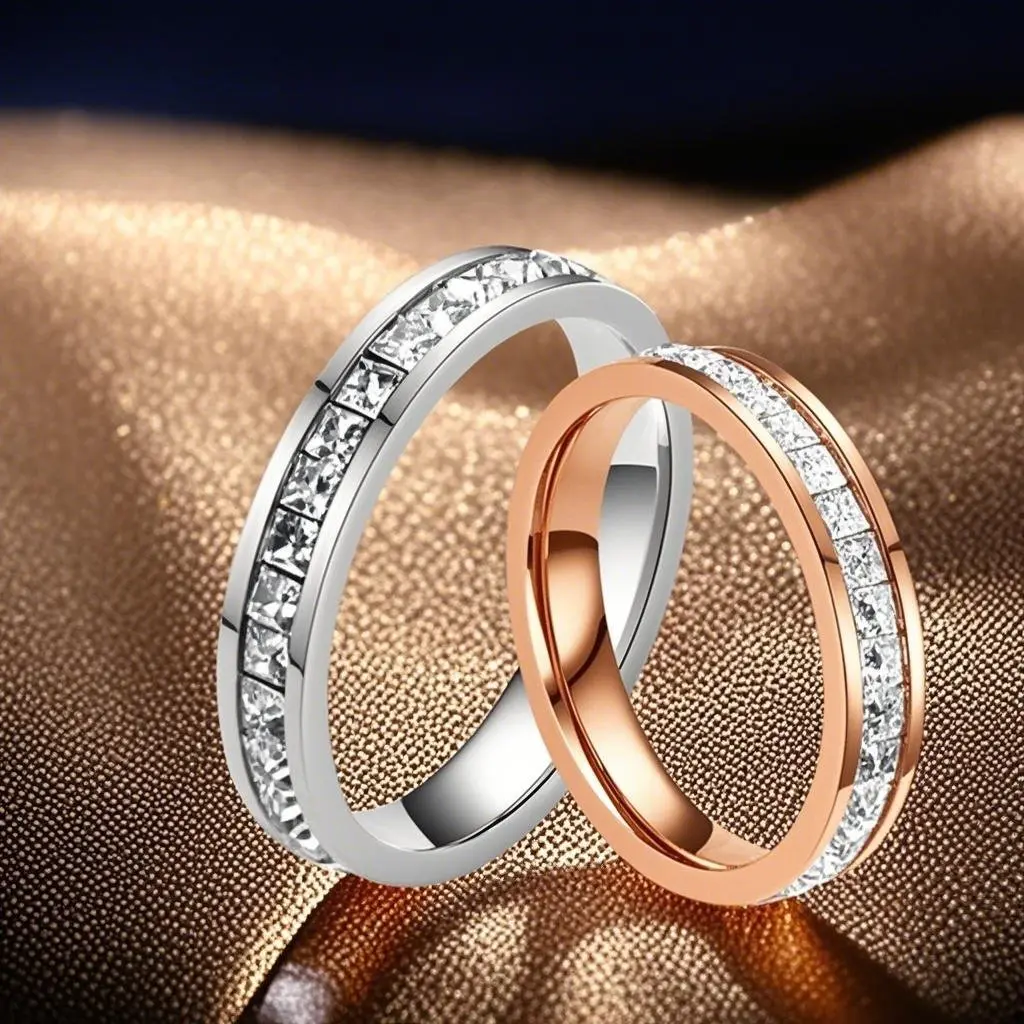 Titanium Steel Ring Stainless Steel Starry Sky Ring for Women Ins Style Light Luxury French Style Stainless Steel Non-Fading Rose Gold engineering  ring