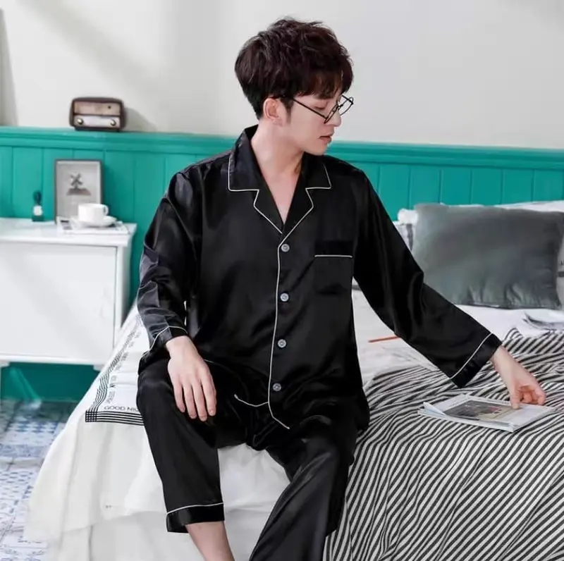 Baju tidur piyama cowok cewek bahan satin  Celana Panjang Polos 3
