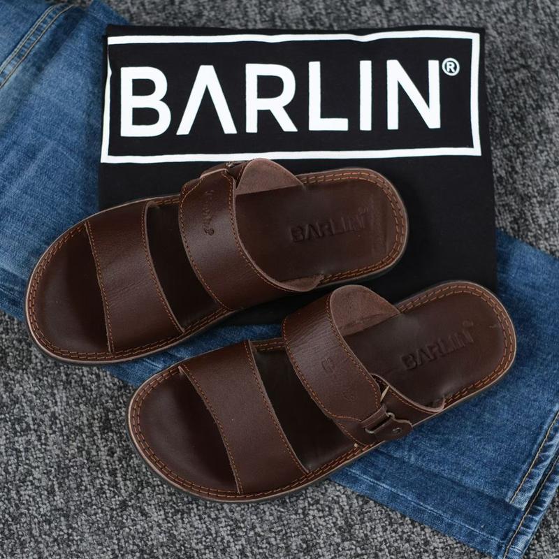 Sandal Slide Pria Kasual Kulit Asli Original - Sandal Selop Pria Laki Cowok Kulit Asli Barlin Original - Sandal Kulit Terbaru Keren Modern Kekinian - 3