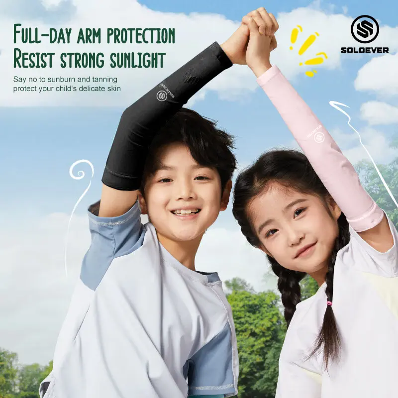 SOLOEVER Childen Arm Sleeves UPF50+ปลอกแขนกันแดด สำหรับเด็ก ทำจากหลาดไหมน้ำแข็ง ม่านบังแดดกลางแจ้ง Sports Outdoor