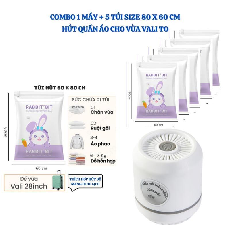 Combo 1 Máy Hút Chân Không  và 6 Túi Nhiều Size đựnġ Cả Quần Áo, Chăn Bông 6