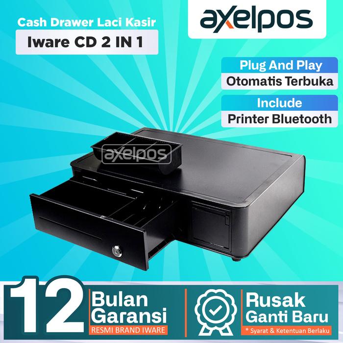 Gambar Cash Drawer Laci Kasir Iware With Printer Bluetooth 58mm Iware CD 2 IN 1 dari Axelpos Kota Administrasi Jakarta Pusat Tokopedia