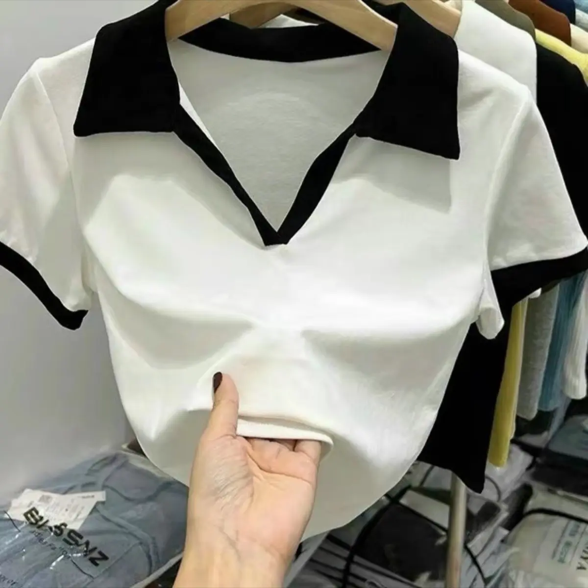 Áo Polo Form CRT Phối Cổ Màu Xinh Cho Nữ - Women Top Nhung Voi